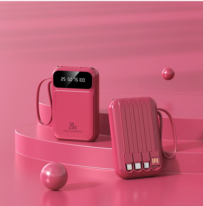 Power Bank Mini Kleine Power Bank Mit Gebaut In Kabel 20000 MAh Große Kapazität Geschenk Mobile Power Bank Mit Angepasst Logo_voghion.com