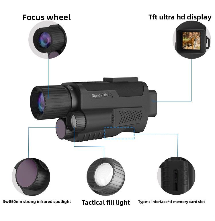 Cross-border Outdoor Monocular Infrared Device HD Night Vision Telescope Backlight Button Fill Light_voghion.com