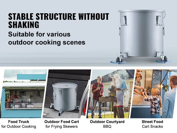 VEVOR Fryer Grease Bucket, 10 Gal Oil Disposal Caddy With Caster Base, Carbon Steel Rust-Proof Coating, Oil Transport Container With Lid, Lock Clips, Filter Bag For Hot Cooking Oil Filtering, Gray_voghion.com