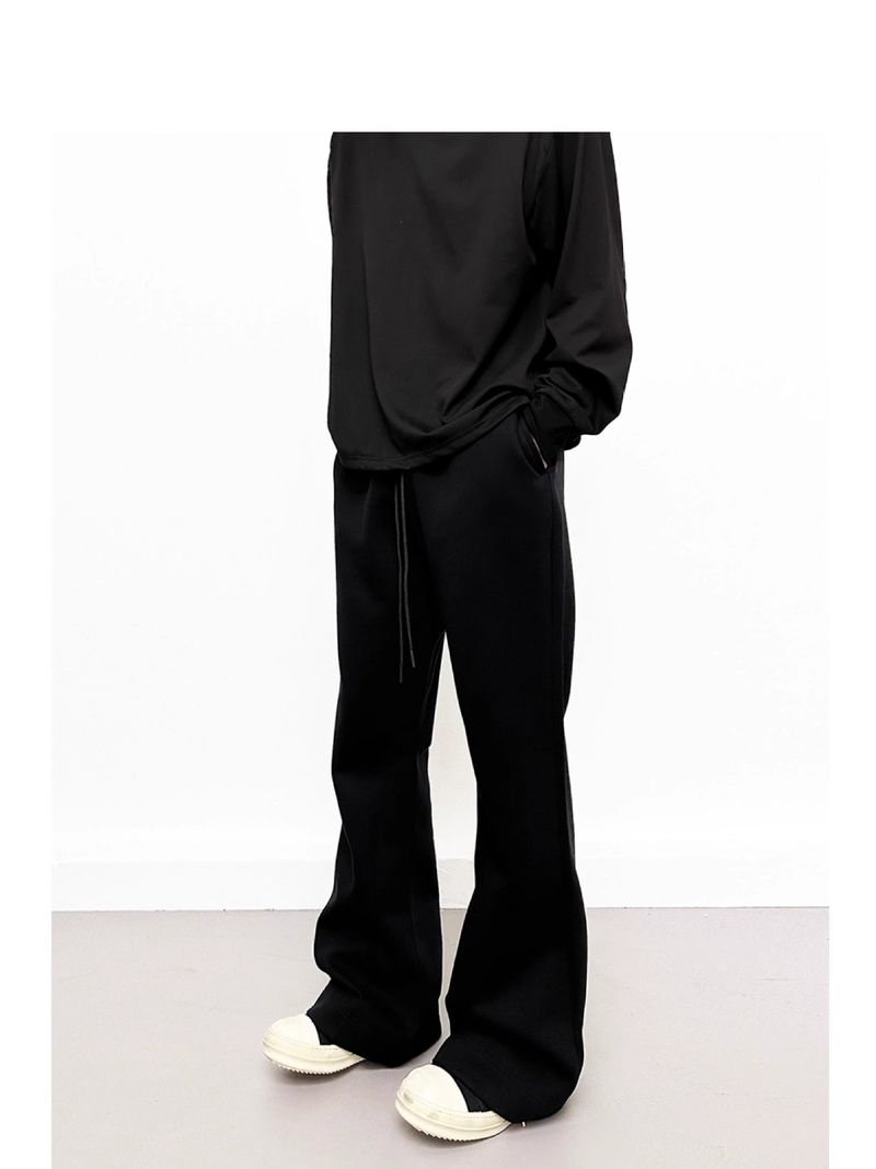 Men's Cleanfit Deconstructed Knife Hem Flared Sweatpants Loose Vibe Straight Leg Casual Pants For Spring & Autumn_voghion.com