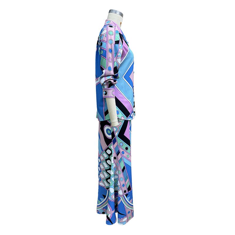 Conjunto de camisa estampada e saia plissada feminina – look fluido de duas peças para primavera e verão_voghion.com