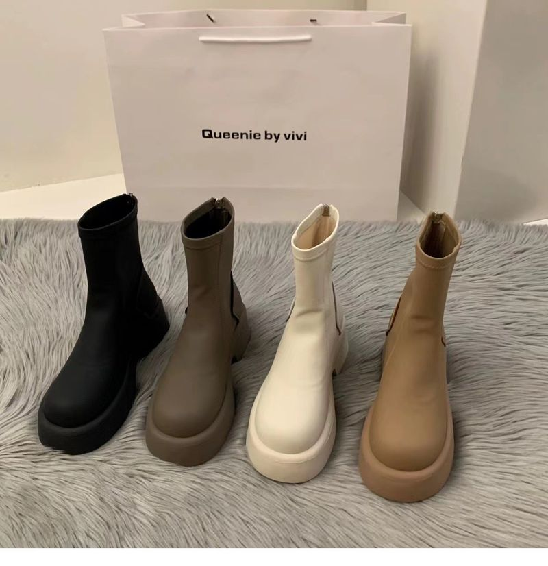 Biezas zoles plānas baltas Mārtiņa zābaki Sieviešu S Kurpes Rudens un Ziemas Plus Veet Augstas kvalitātes Īsi Franču Nude_voghion.com