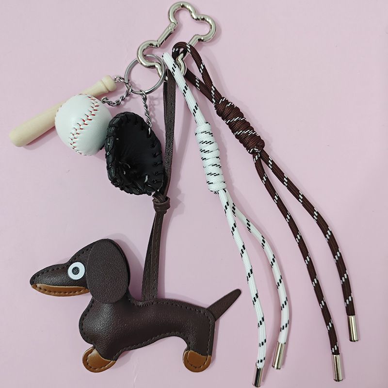 Miu Seri Bag Pendant Dachshund Dog Plush Toy Decoration Backpack Car Hanging Rope High-end Keychain Baseball_voghion.com