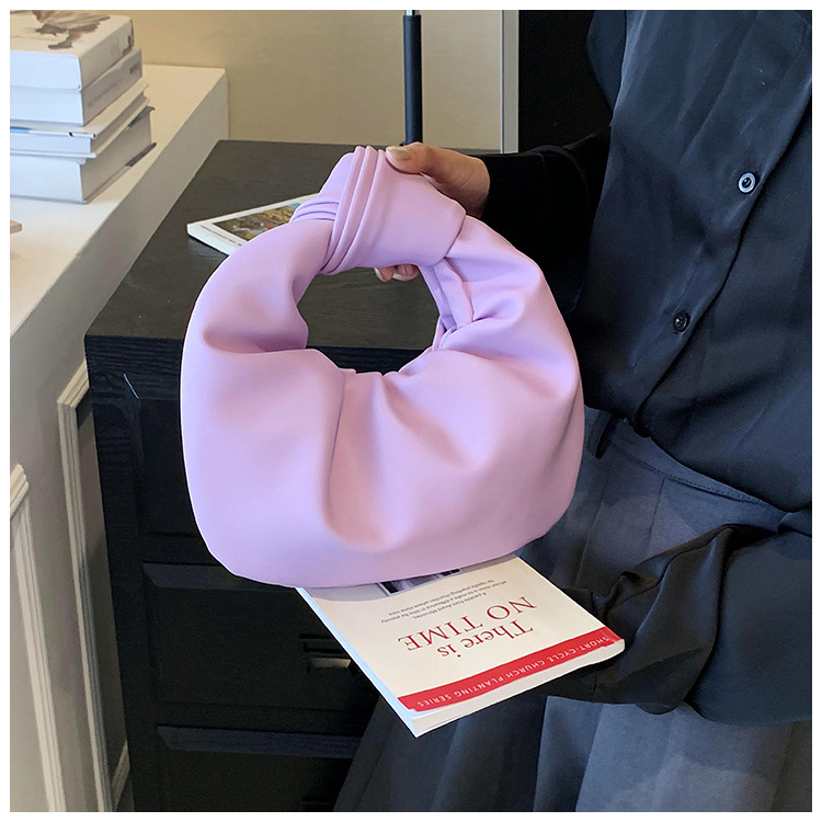Borsa piccola nuvola pieghettata dal design di nicchia borsa casual in morbida pelle da donna 2024 nuova piccola borsa rotonda in stile straniero_voghion.com