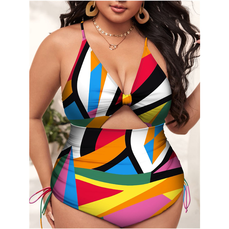 Maillot de bain une pièce grande taille, imprimé, Push-Up, ajouré, serré, pour femmes_voghion.com