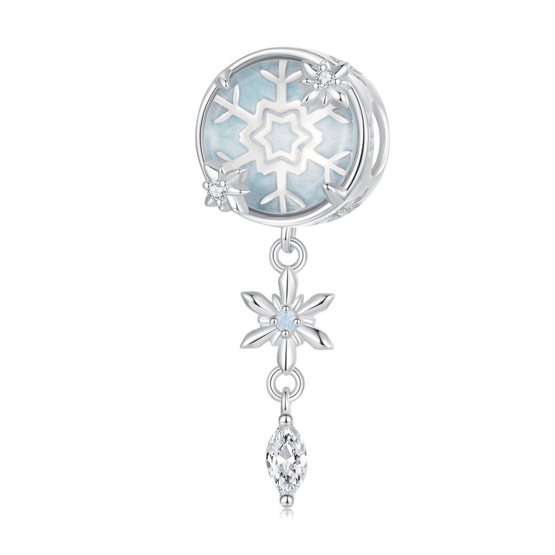 Charm-Anhänger Schneeflocke aus Sterlingsilber mit Kristall, SCC2958_voghion.com