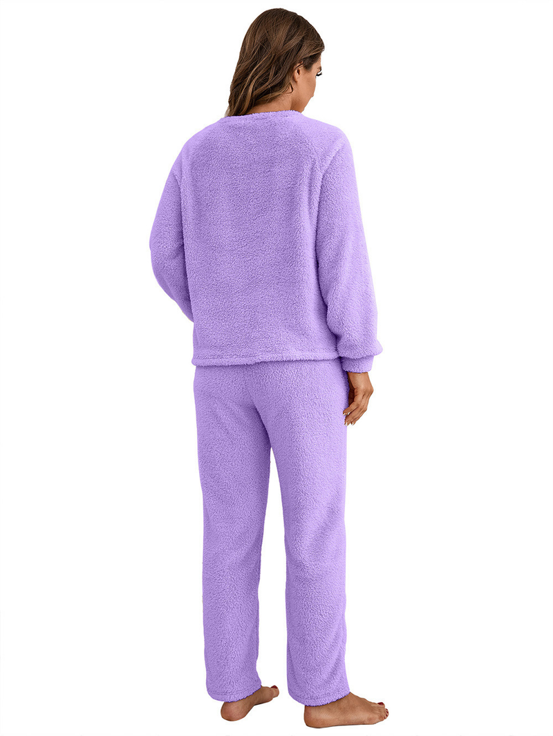 Women's solid color plus size thick winter clothing warm hooded pajamas outside the home wear_voghion.com