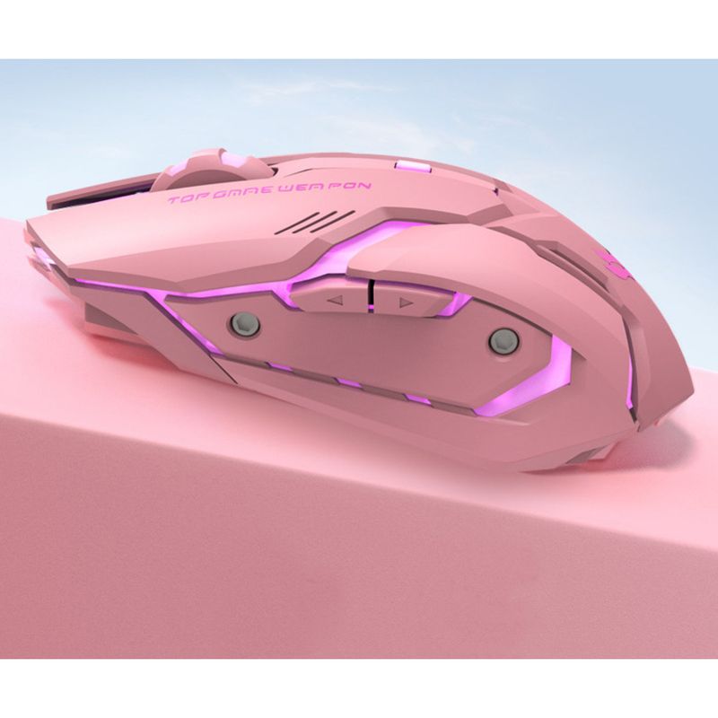 New Silent Cute Glowing Pink Wireless Charging Gaming Mechanical Mouse_voghion.com