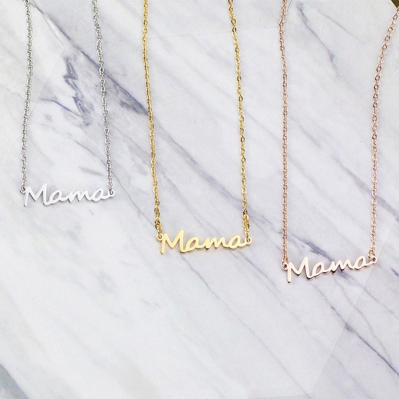 Nuova collana da donna in acciaio inossidabile con lettera MaMa placcata in oro, semplice e alla moda, con accessori in titanio._voghion.com