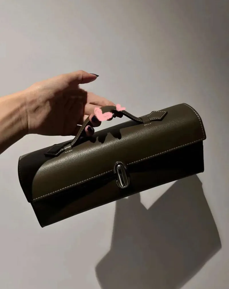 Brand Genuine Leather Tote New Women's Simple Handbag Small Square Baguette Bags High Quality Savette Symmetry Slim Bag_voghion.com