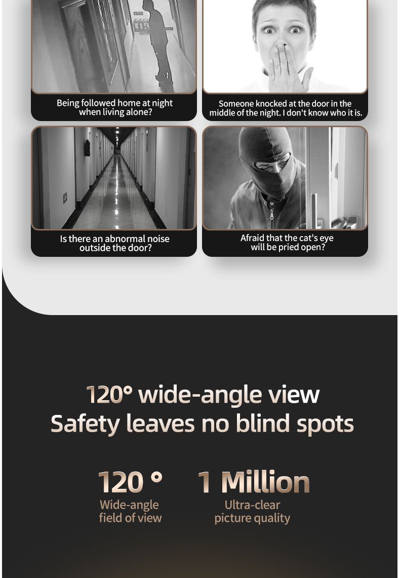 Danmini Visual Doorb Peephole 4,3'' LCD HD Display Digital Viewer 1 milion pikseli 120° Cat Eye Door Security Camera_voghion.com