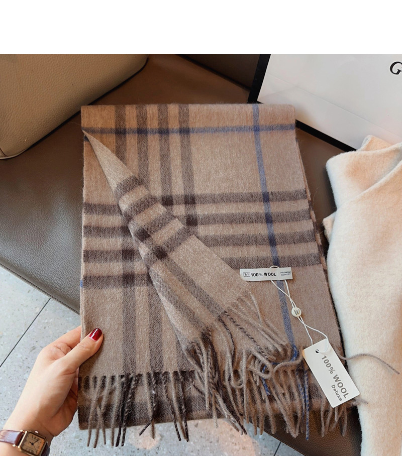 Sciarpa classica scozzese da donna di alta qualità in pura lana al 100% con cappotto abbinato, sciarpa al collo, scialle caldo autunnale e invernale_voghion.com