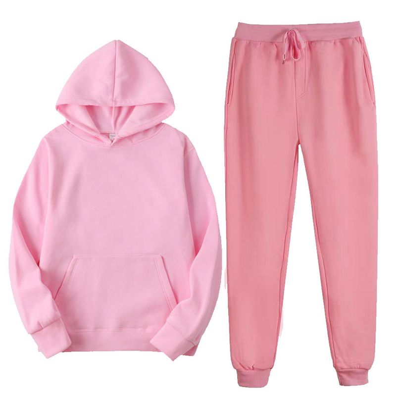 Traje deportivo informal de terciopelo cálido con capucha y pantalones para hombre, de invierno, a la moda, a juego con el color_voghion.com