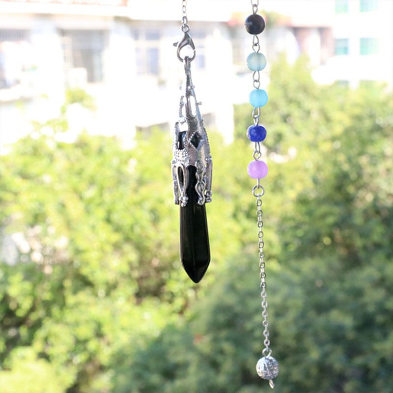 Hexagonale hangerketting van natuurlijke amethist en rozenkwarts - enkelvoudig puntig kristal voor yoga, meditatie en chakra-balancering (6,3 cm met ketting van 46 cm)_voghion.com