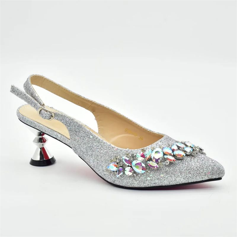 Vintage Diamant-Set klobige Sandalen mit Abendessen Tasche Set Mode Design Strass Abendtasche_voghion.com