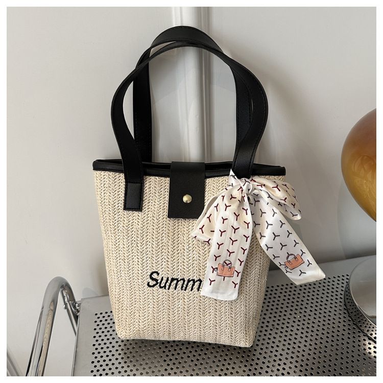 Borsa secchiello sciarpa personalizzata per ragazza, unica, tessuta 2024, nuova estate, fresca spiaggia Versatile_voghion.com