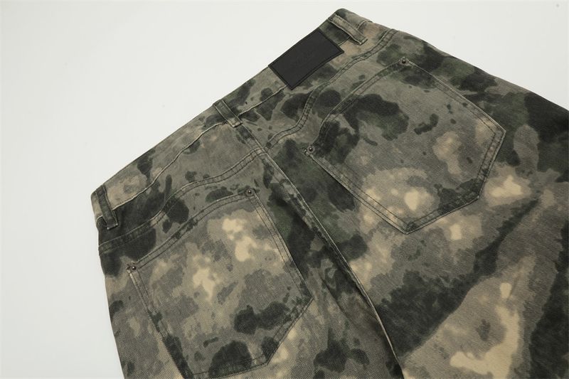 Clothing Mountain Outdoor Multi Pocket Workwear Tie Dye Camouflage Men's Trendy Functional Tactical Pants Loose Straight_voghion.com