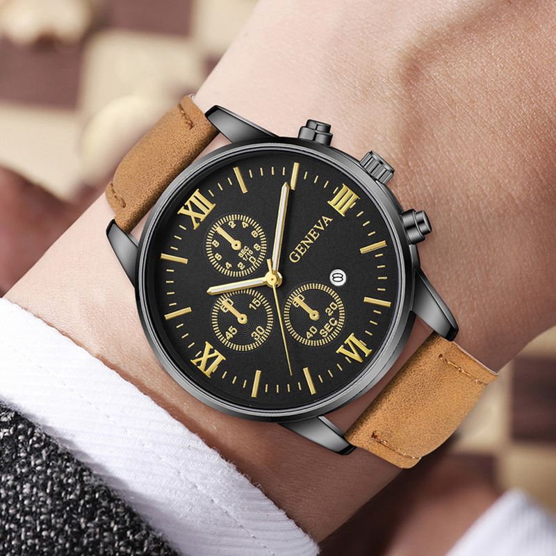 Canvas Bracelet Set Simple High-end Quartz Watch New Calendar Wristwatch Men's Gift_voghion.com
