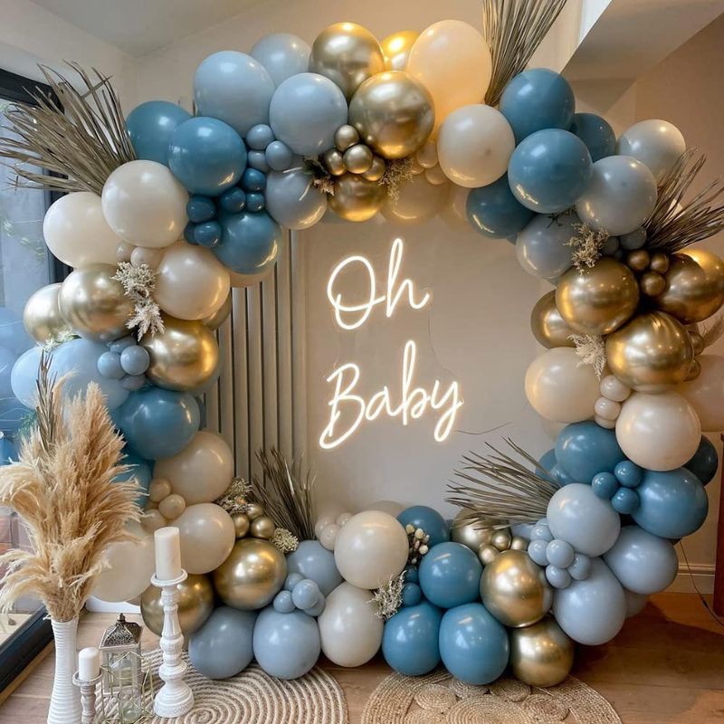 Vintage Blue Balloon Arch Kit 200pcs Premium Thick Latex Balloons For Wedding Birthday Grand Opening Decorations With Garland String And Stand_voghion.com