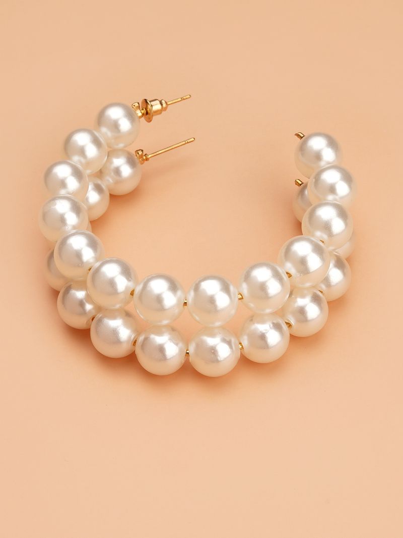 Elegante Perlen-Creolen für Damen – trendiger, übergroßer Perlenschmuck im koreanischen Stil, minimalistisches, schickes Design, perfekt für den Alltag_voghion.com