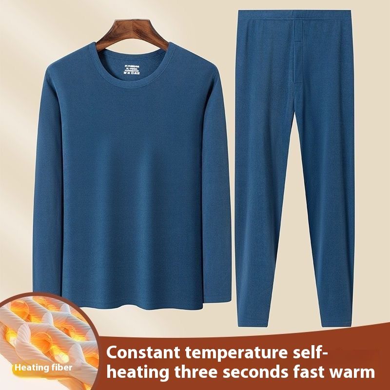 2024 Nuovo girocollo autunno vestiti pantaloni per moda autunno/inverno bifacciale caldo intimo uomo set autoriscaldante_voghion.com