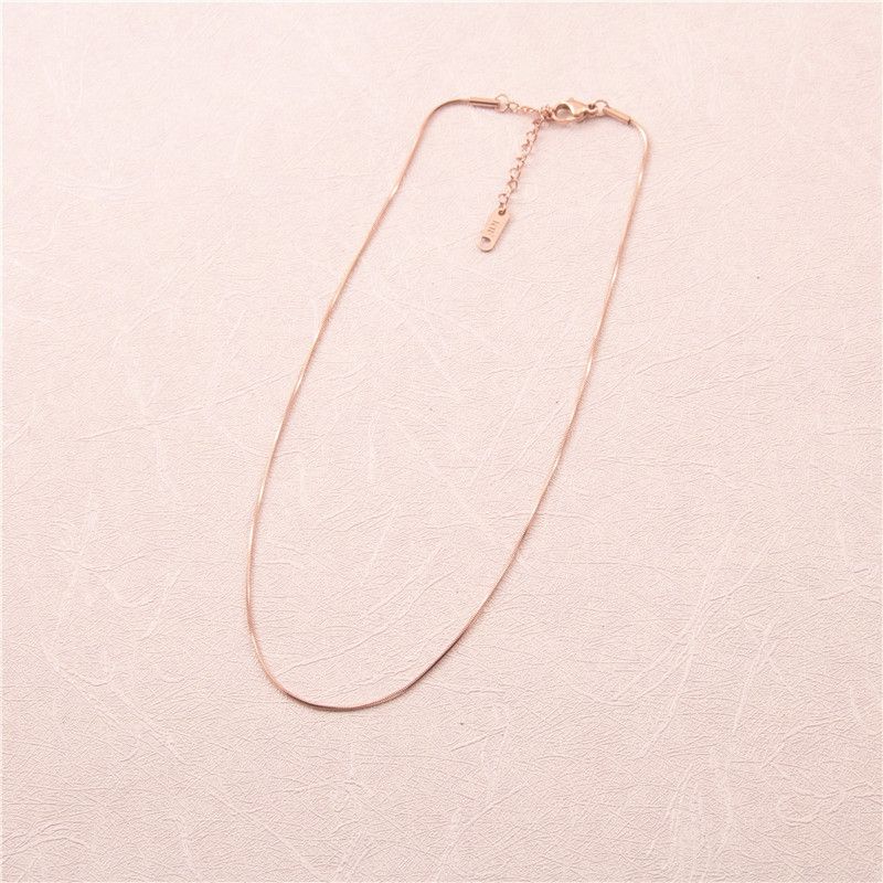 Women's Jewelry Elegant Titanium Steel Choker Necklace Thin Snake Bone Chain Stylish Collarbone Chain For Women In Gold_voghion.com