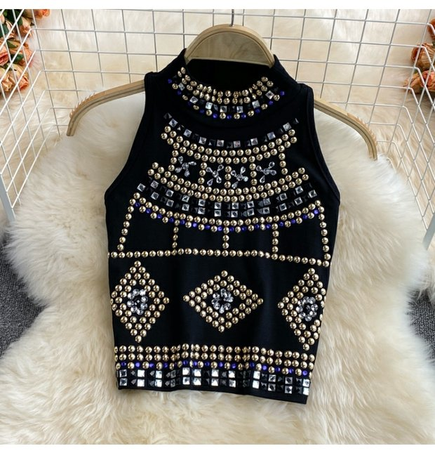 Women Sleeveless vest women's two-piece set high waisted elastic leg pants_voghion.com