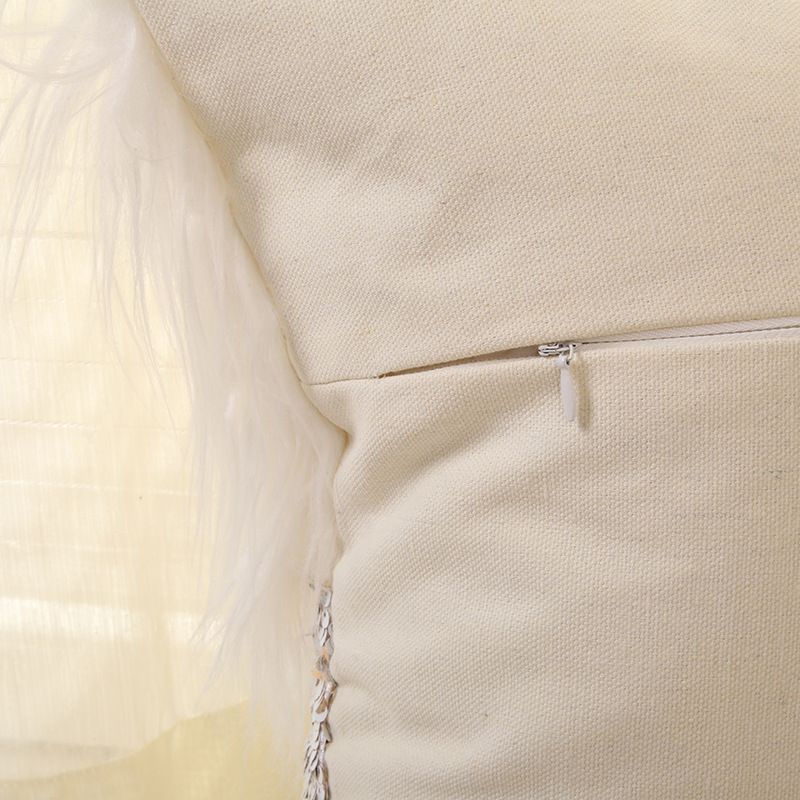 Nordic Lumbar Pillow Cover With Fur & Sequins - Decorative Cushion Case For Sofa/Bay Window_voghion.com