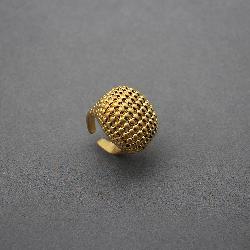 Women's Earrings ring hollow small fragrant style button earrings open personality copper plated real gold ring_voghion.com