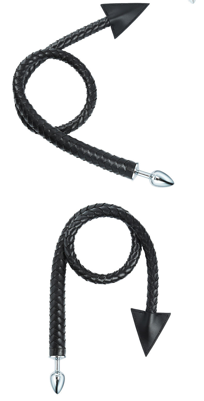 Black Sex Products PU Horsewhip Triangle Leather Whip Anal Plug Toy Flirting Sm Alternative Multi-purpose Whip_voghion.com