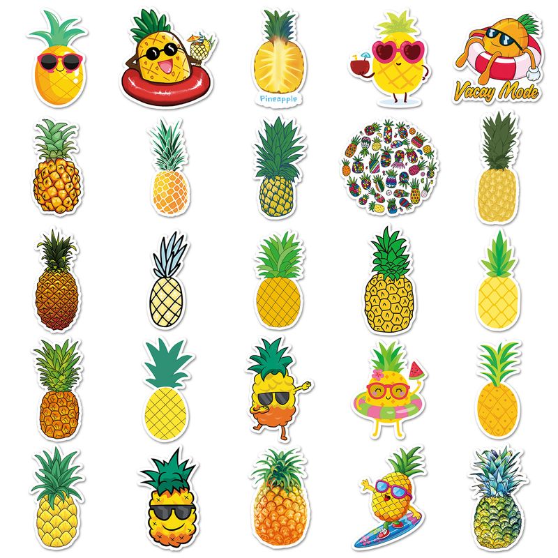 50 Ananas-Obst-Gepäckaufkleber, kreative wasserdichte Graffiti-Aufkleber, Roller, Computer, Tablet, Cartoon-Dekoration_voghion.com