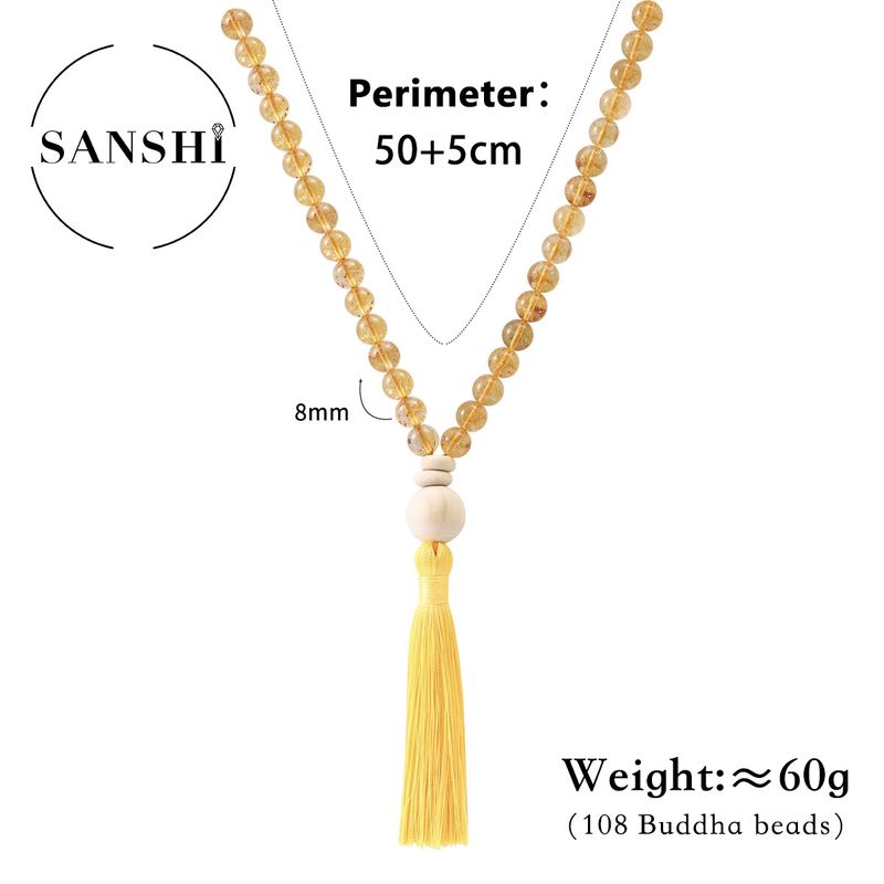 Damenschmuck 108 natürliche Edelsteine Runde Perlen Quaste Halskette 8mm Mode Pullover Kette_voghion.com