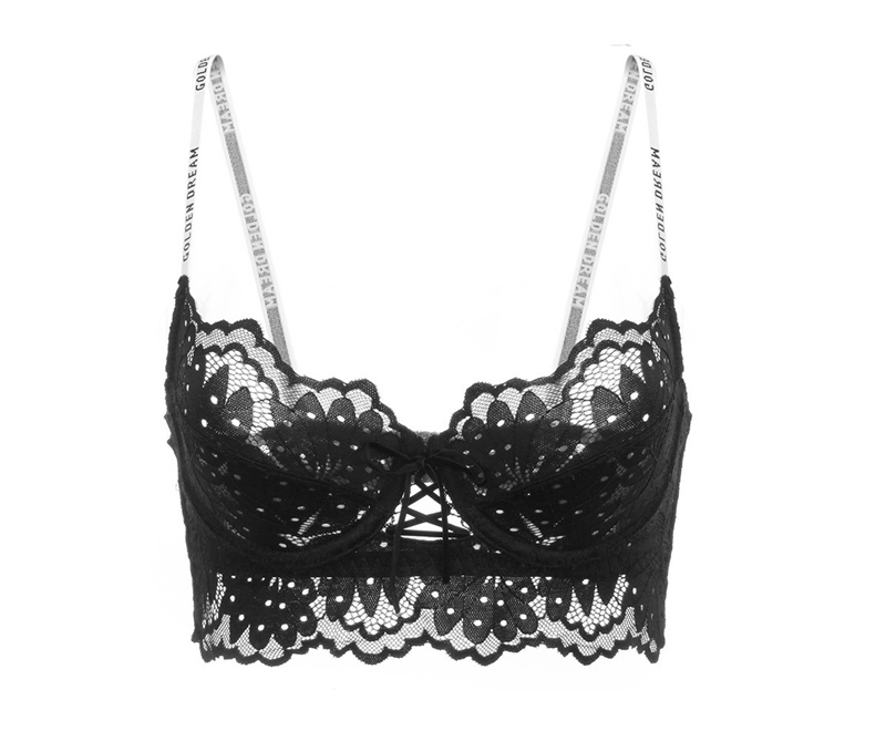 2021 Nuovo Reggiseno Ultra Sottile di Pizzo Sexy con Pietre Lettere Cinghie Stampate Fasciatura Reggiseno e Slip Set di Biancheria Intima da Donna Francese_voghion.com