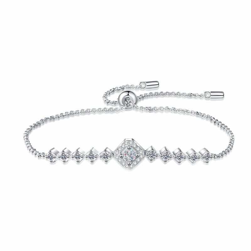 Bracciale in argento puro Mosang Stone 3D con catena regolabile Push Pull, stile fresco e semplice_voghion.com