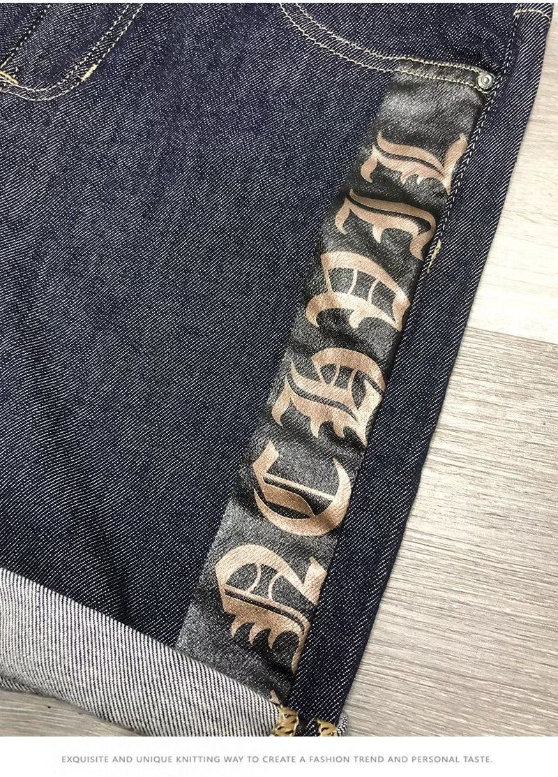 Erkek Giyim Sabit renk katı yıkama yaz ince kot şort erkek elastik trend gündelik şort erkek orta uzunlukta pantolon_voghion.com