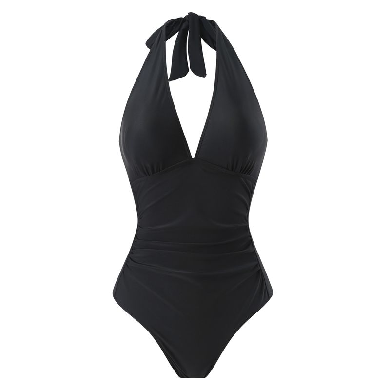 Maillot de bain une pièce sexy à col en V profond et dos nu_voghion.com