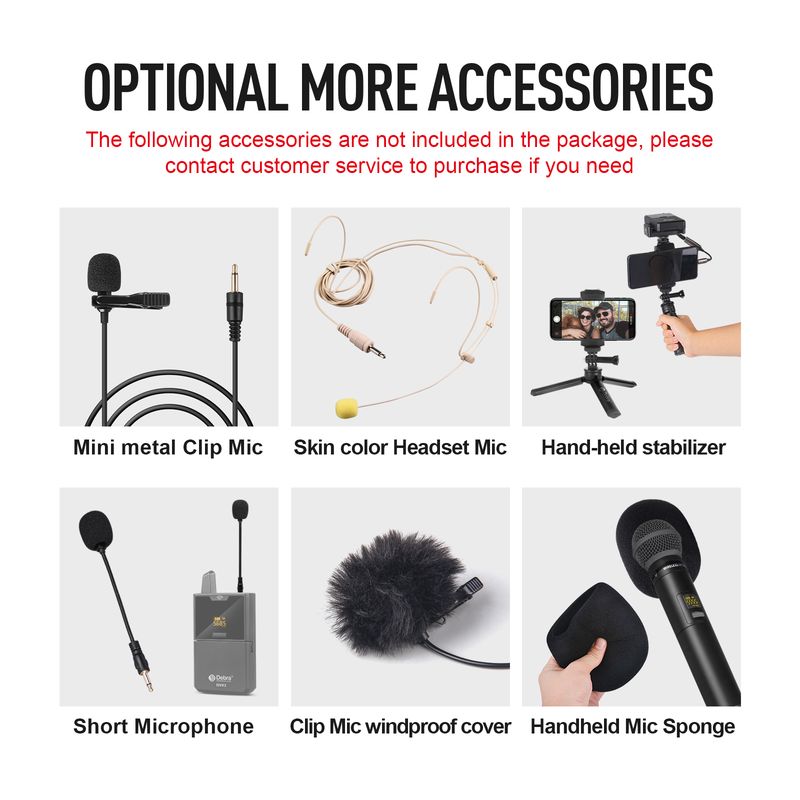 DV UHF Wireless Lavalier/Handheld Microphone, Multi-Band Selectable, for DSLR Camera Live Interview Record,_voghion.com