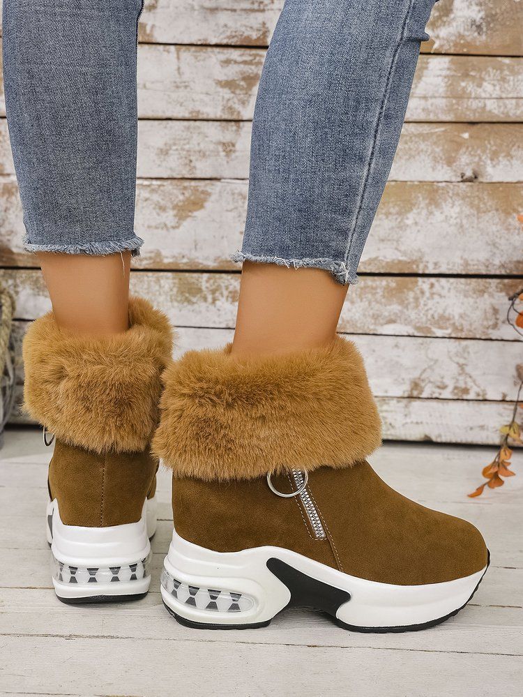 Women Ankle Boots Autumn Winter Short Boots Snow Winter New Comfortable Sports Casual Cotton Platform Wedge Thick Sole Fleece Lined Short Boots For W_voghion.com