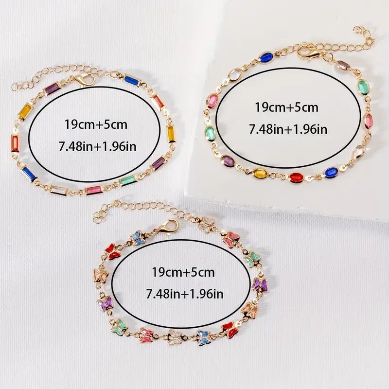 Ins Style Fashion Colorful Butterfly Glass Bracelet For Women Elegant Light Luxury Rectangular Dopamine Internet_voghion.com