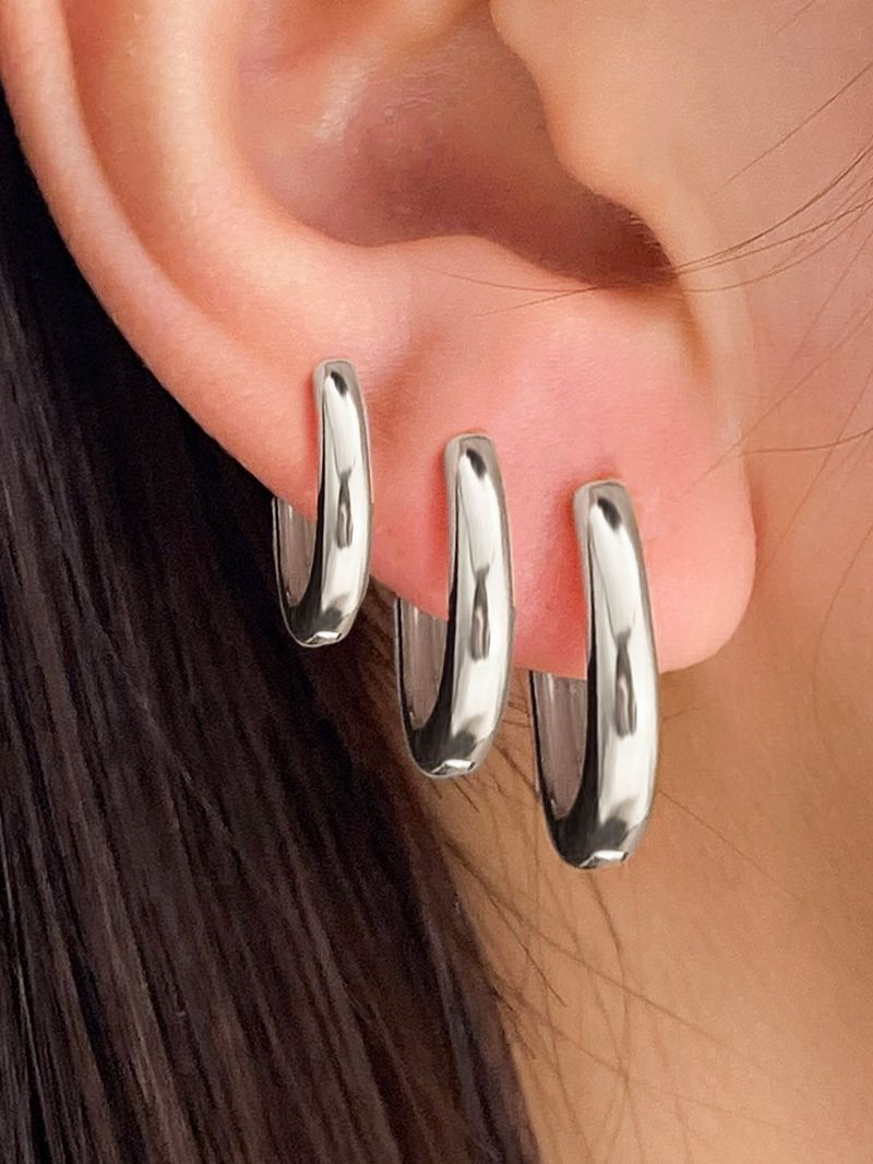 GEOMETRIC TRIO - Alloy Hoop Earrings Set (High-End Minimalist Jewelry, Retro Personality Design)_voghion.com