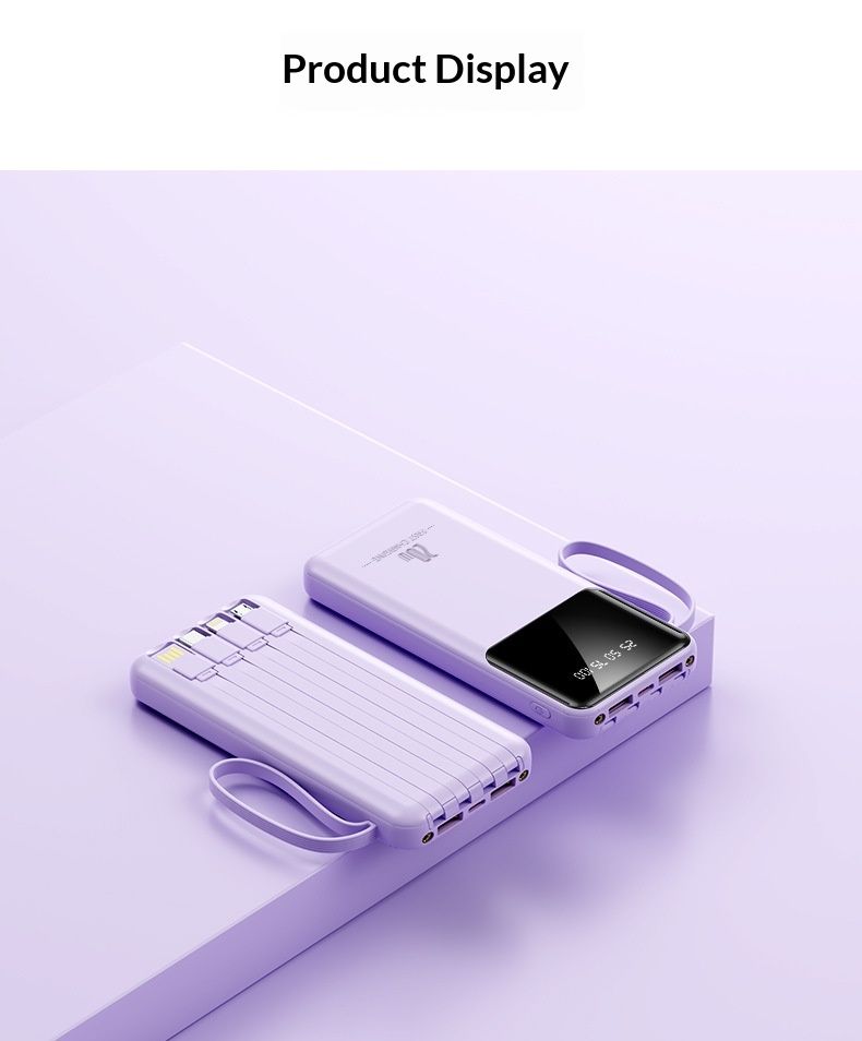 3C Certified Built-in Cable Large Capacity Bank 20000mAh Portable Fast Charging Mobile Power Supply Custom_voghion.com