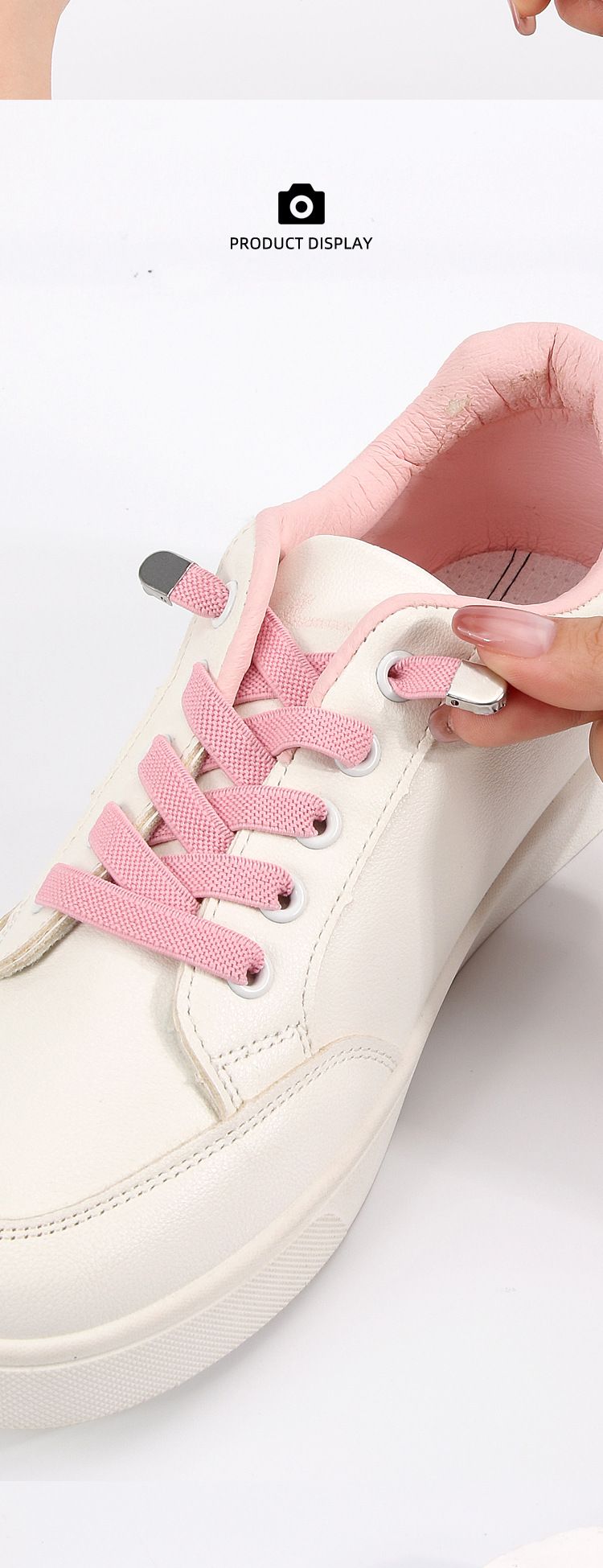 Lacci per scarpe senza nodi, elastici con fibbia piatta, scarpe bianche, lacci per scarpe senza nodi per bambini_voghion.com