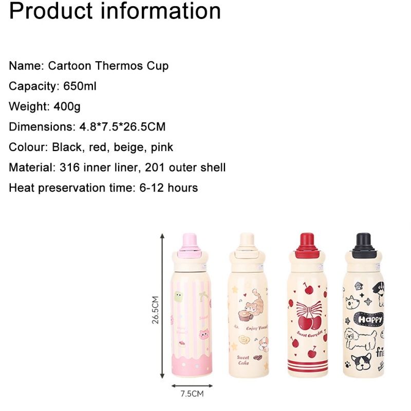Mode Hochwertige Kawaii Element Kleine Tier Thermos Tasse Doppel Trinken Mit Stroh Wasser Tasse Student Praktische Wasser Tasse_voghion.com