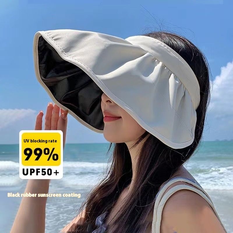 Lafite sunshade sunscreen empty top hat, summer outing Korean version grass woven stripes, versatile and UV resistant_voghion.com