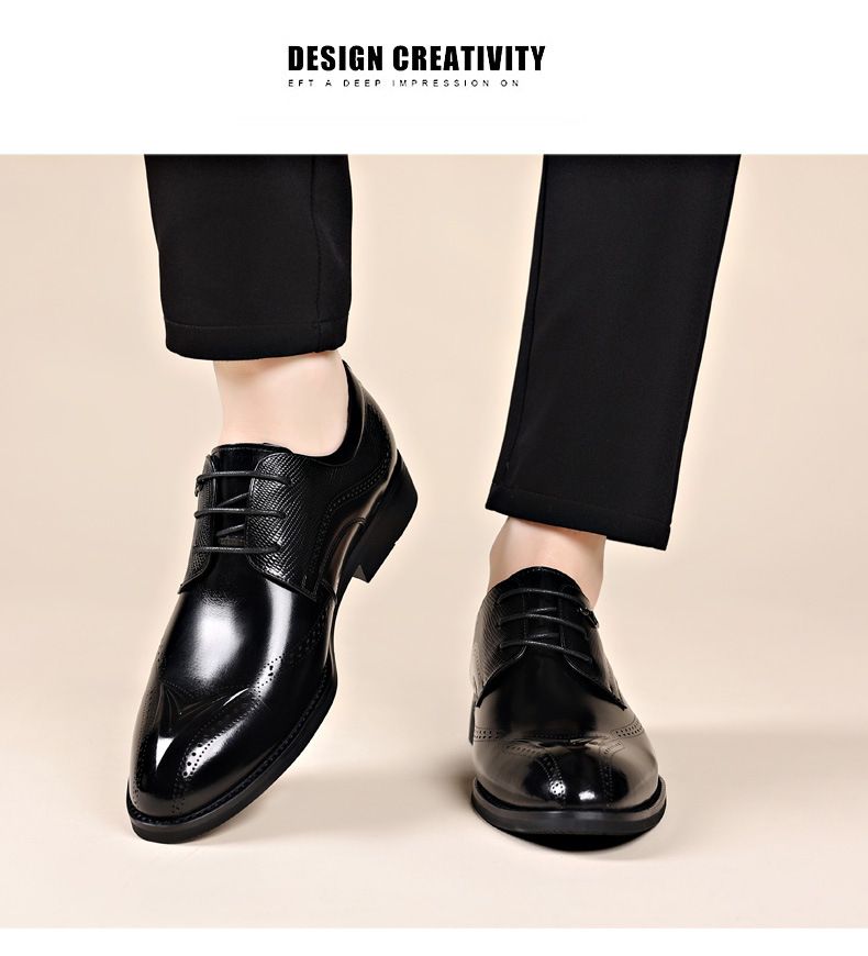 New business dress shoes men's soft sole breathable leather British men's shoes commuter cowhide shoes_voghion.com
