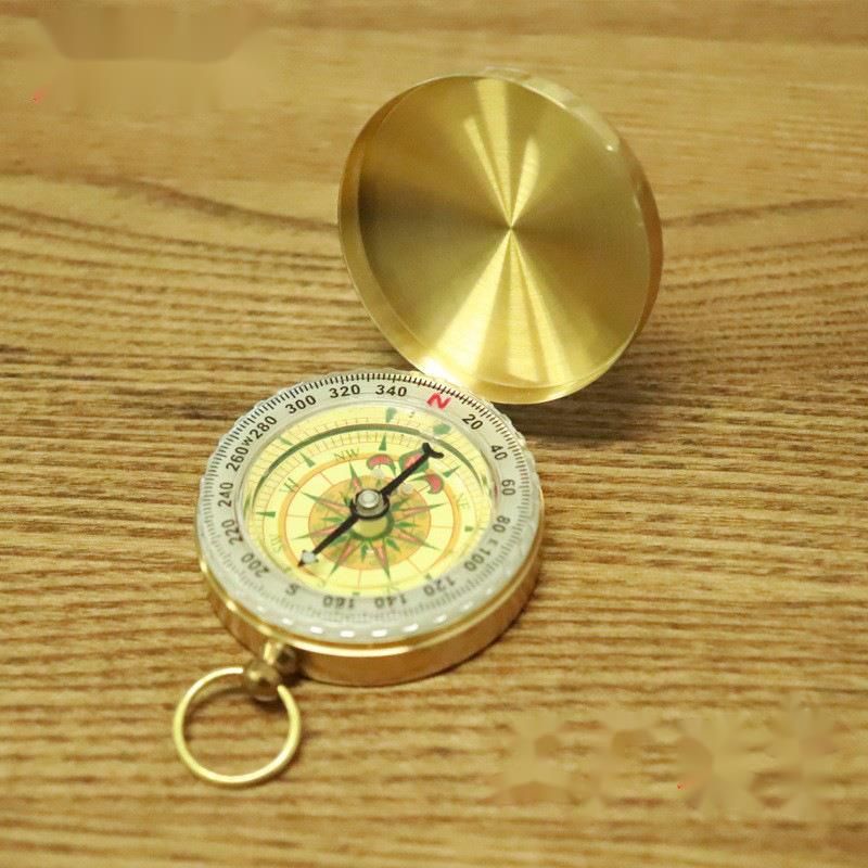 Reloj de bolsillo G50 de cobre puro con tapa abatible, brújula luminosa multifuncional para senderismo al aire libre._voghion.com