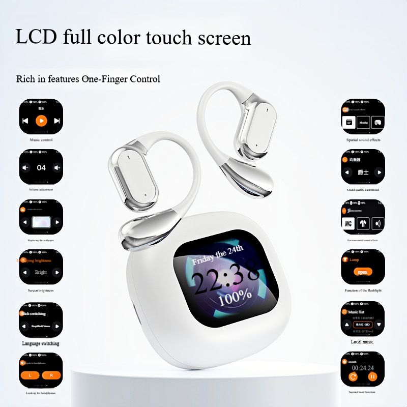 Q18 Smart Touch Screen High-quality OWS Hanging Ear Earbuds_voghion.com