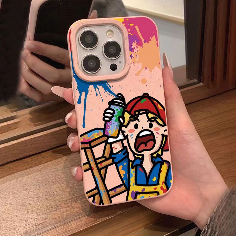 Graffiti Boy IPhone 15 Phone Case 14promax Silicone 13PRO Advanced 12/11/XR Anti Drop_voghion.com