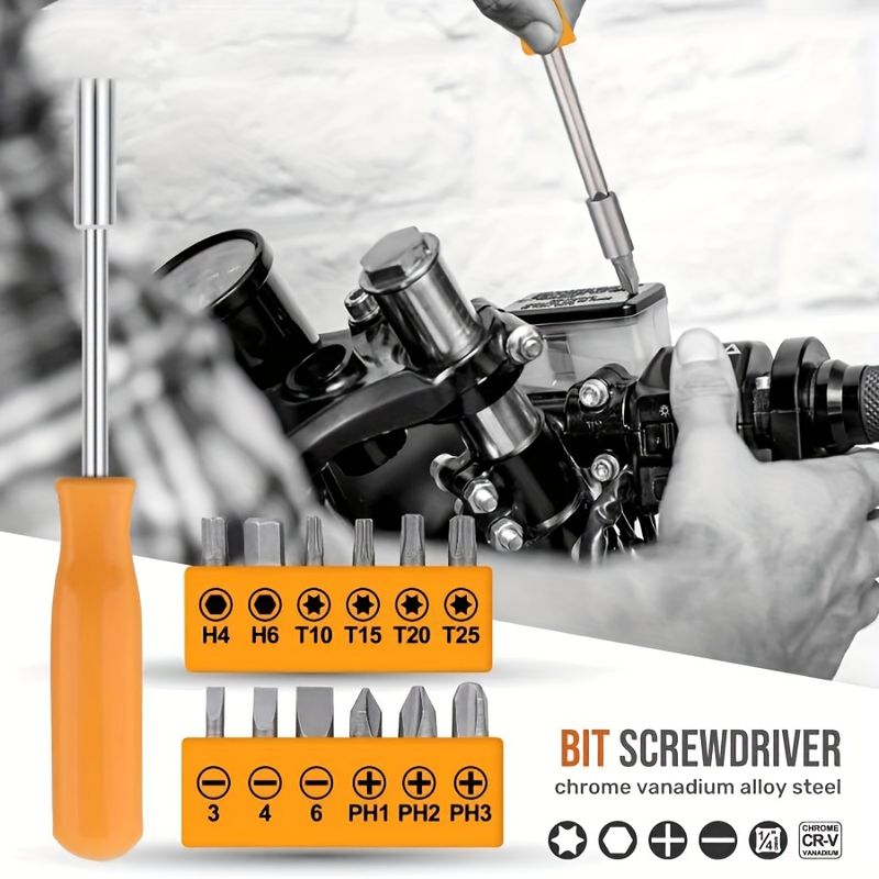 24-an-1 Multifunktionnelle Heemreparatiouns Hand Tool Set mat Zangen, Schrauwen, Hammer, Miessband, Schrauwen a Toolbox a giel Hardware_voghion.com