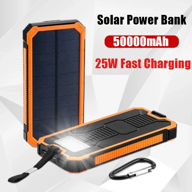 2025 Newest Portable Solar Power Bank 50000 MAh 25 W Fast Charging External Battery Chargers For IPhone Series Samsung_voghion.com